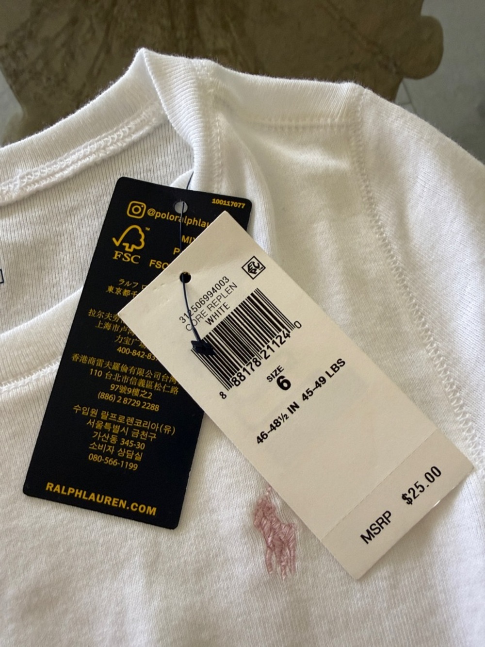 Polo by Ralph Lauren Girls Short Sleeve Tee with Pink Pony Logo  White NWT sz 6 - Picture 8 of 10